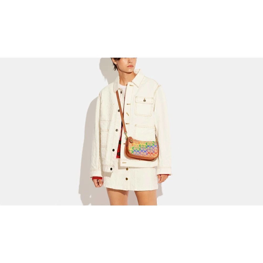 COACH SWINGER Pride Crossbody Shoulder Rainbow Signature Canvas CA100 NWT - Picture 6 of 9